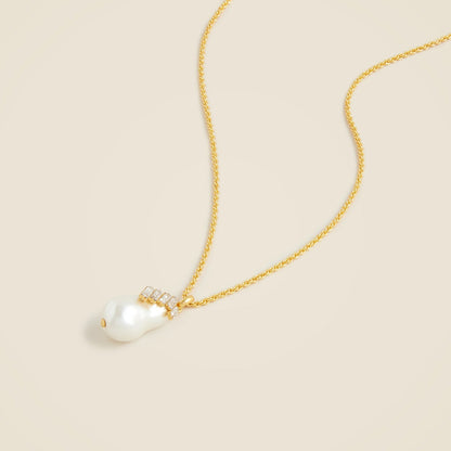 Women Pearl and crystal pendant necklace - J.Crew
