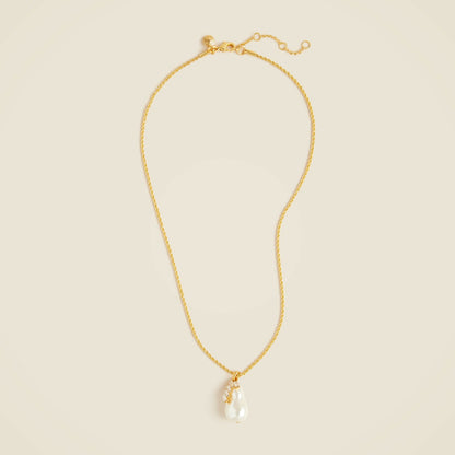 Women Pearl and crystal pendant necklace - J.Crew