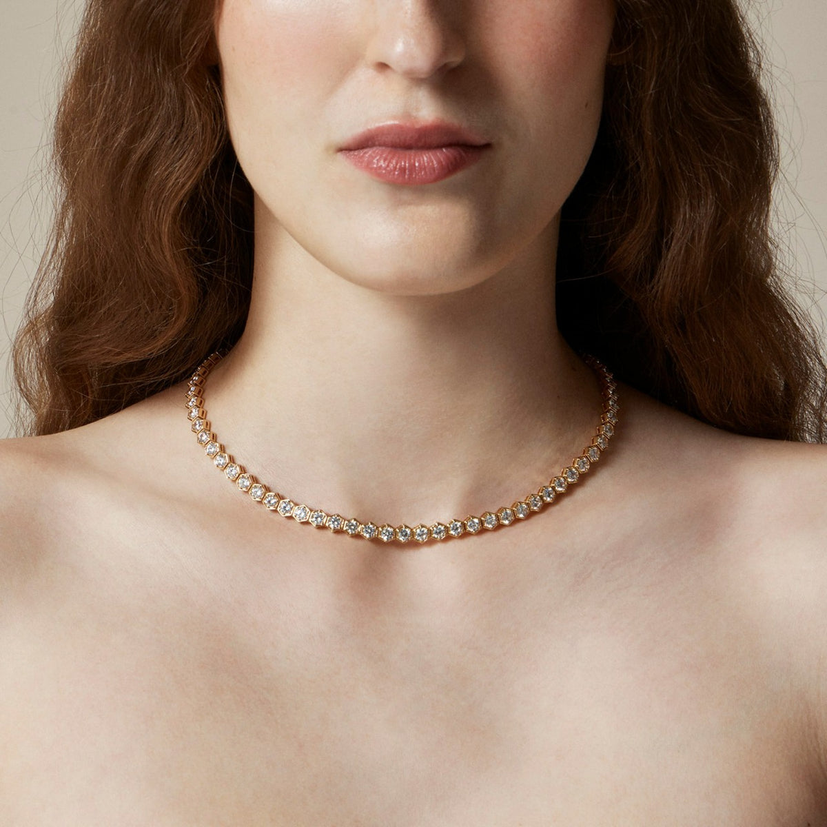 Women Hexagon cubic zirconia bezel-set tennis necklace - J.Crew