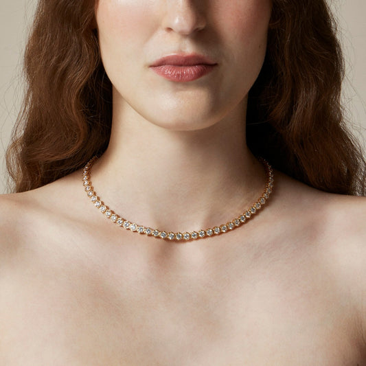 Women Hexagon cubic zirconia bezel-set tennis necklace - J.Crew