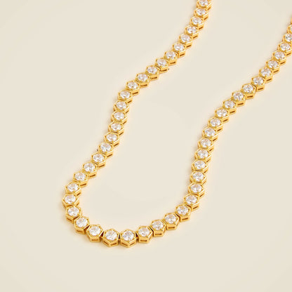 Women Hexagon cubic zirconia bezel-set tennis necklace - J.Crew