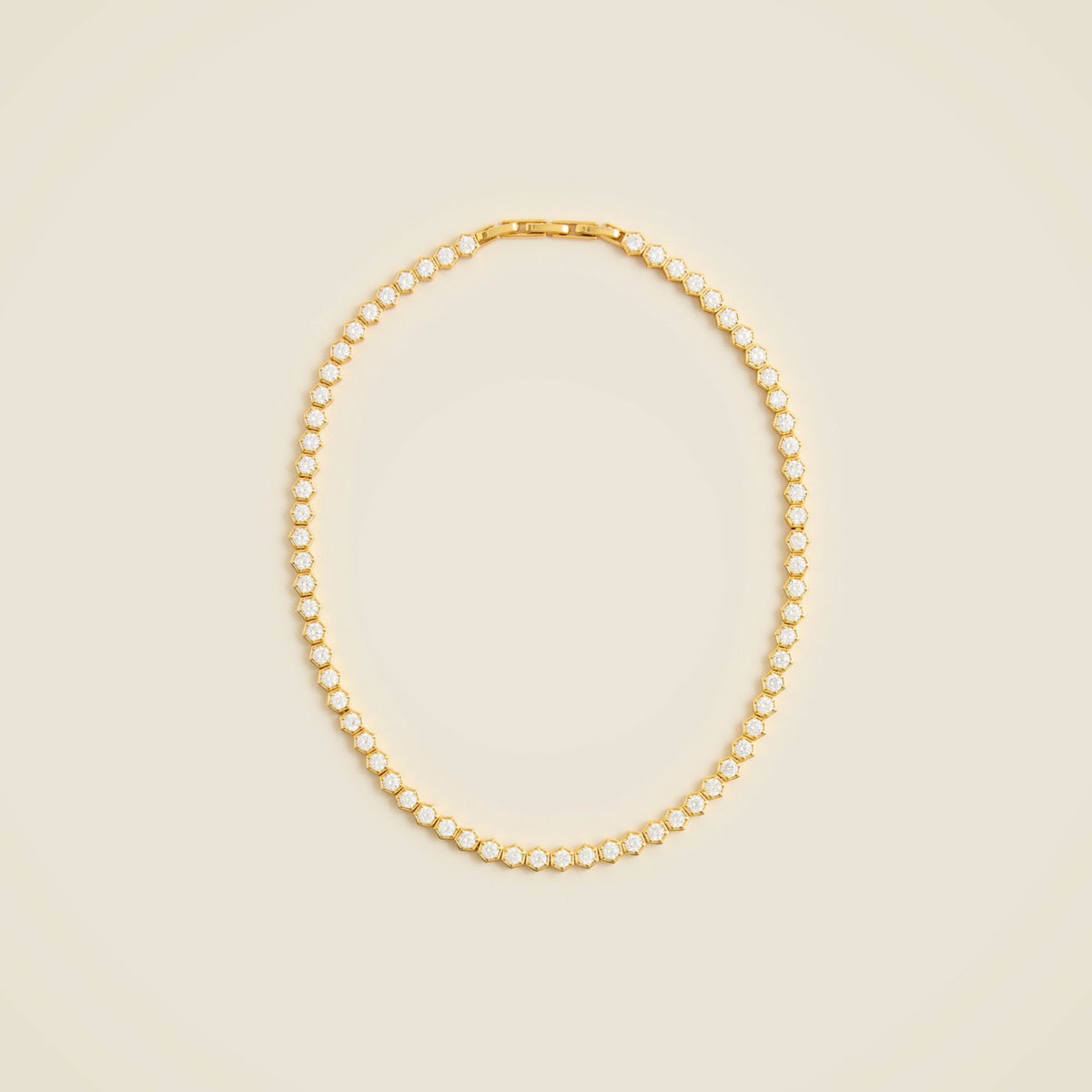 Women Hexagon cubic zirconia bezel-set tennis necklace - J.Crew