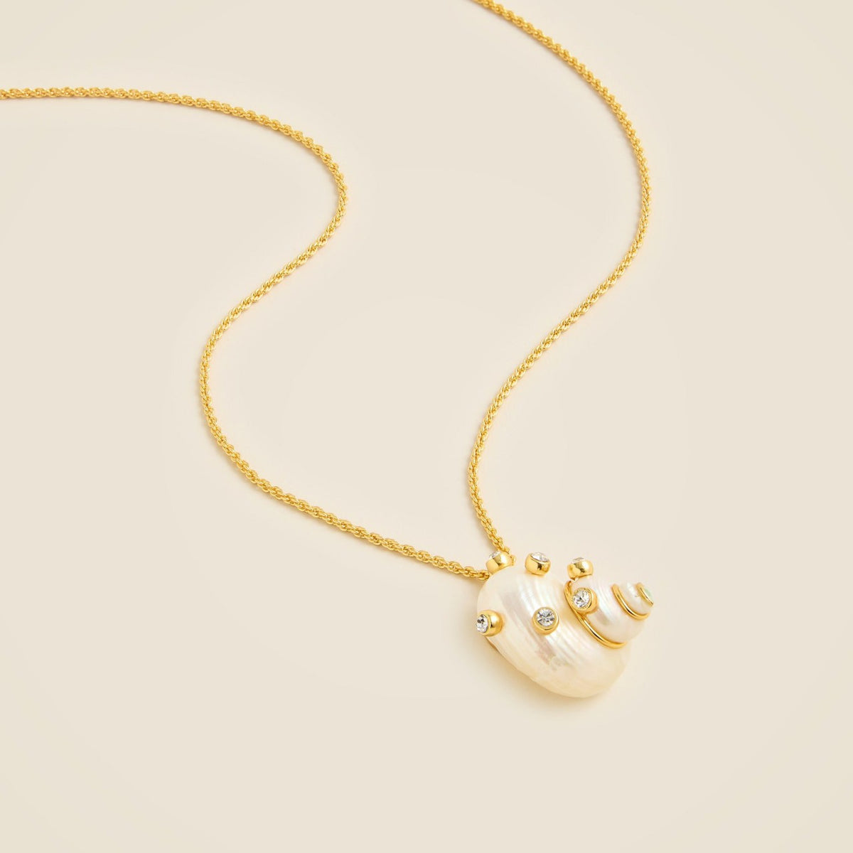 Women Seashell pendant necklace with crystals - J.Crew