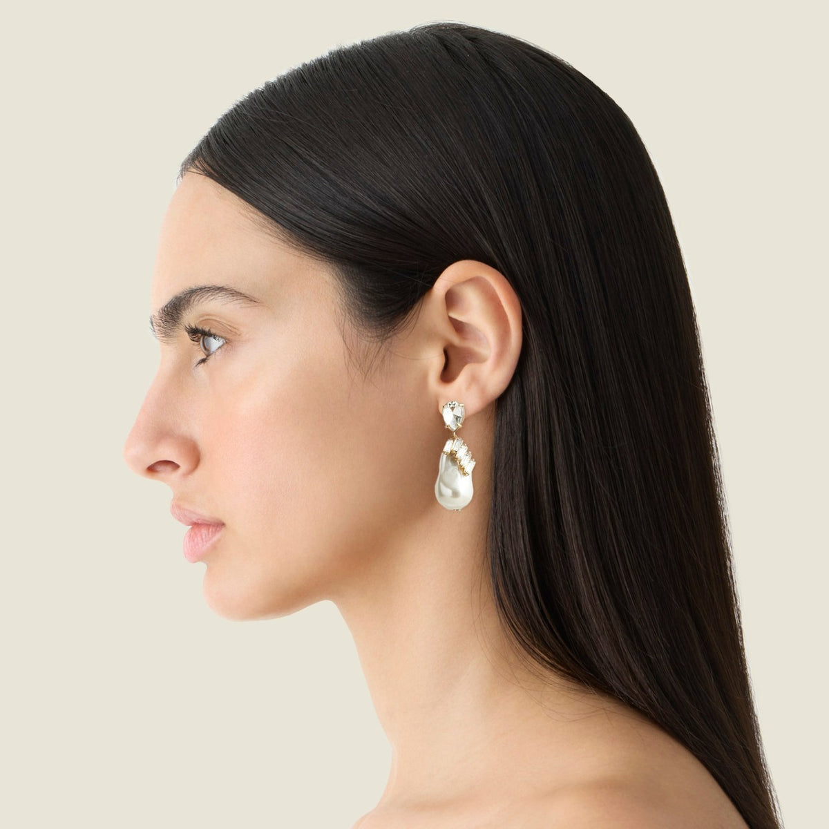 Women Pearl and crystal drop earrings - J.Crew
