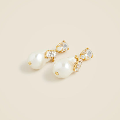Women Pearl and crystal drop earrings - J.Crew