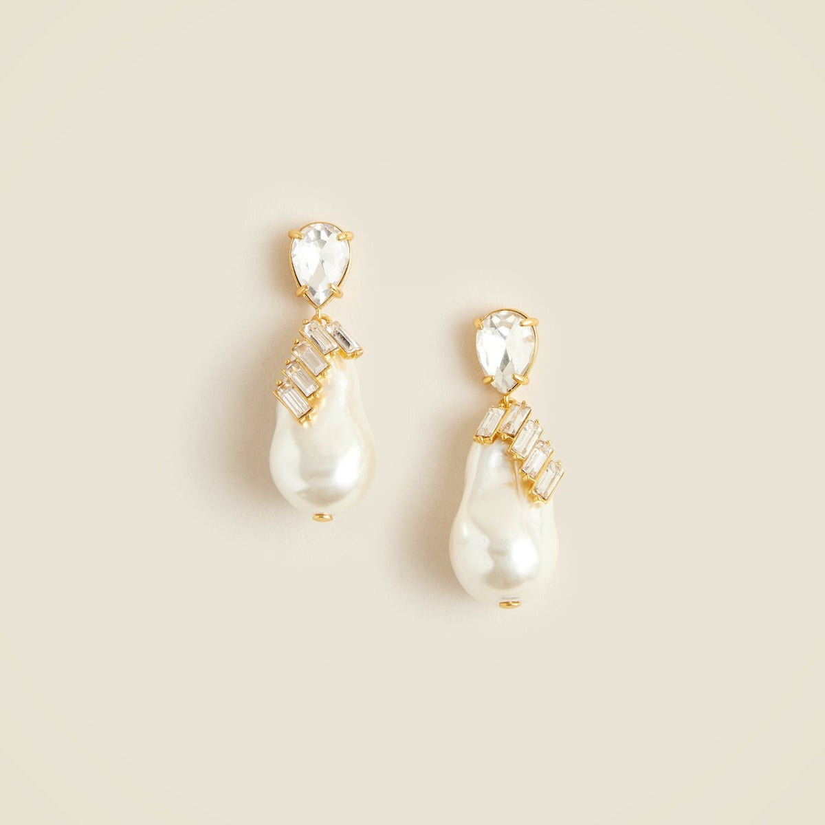 Women Pearl and crystal drop earrings - J.Crew