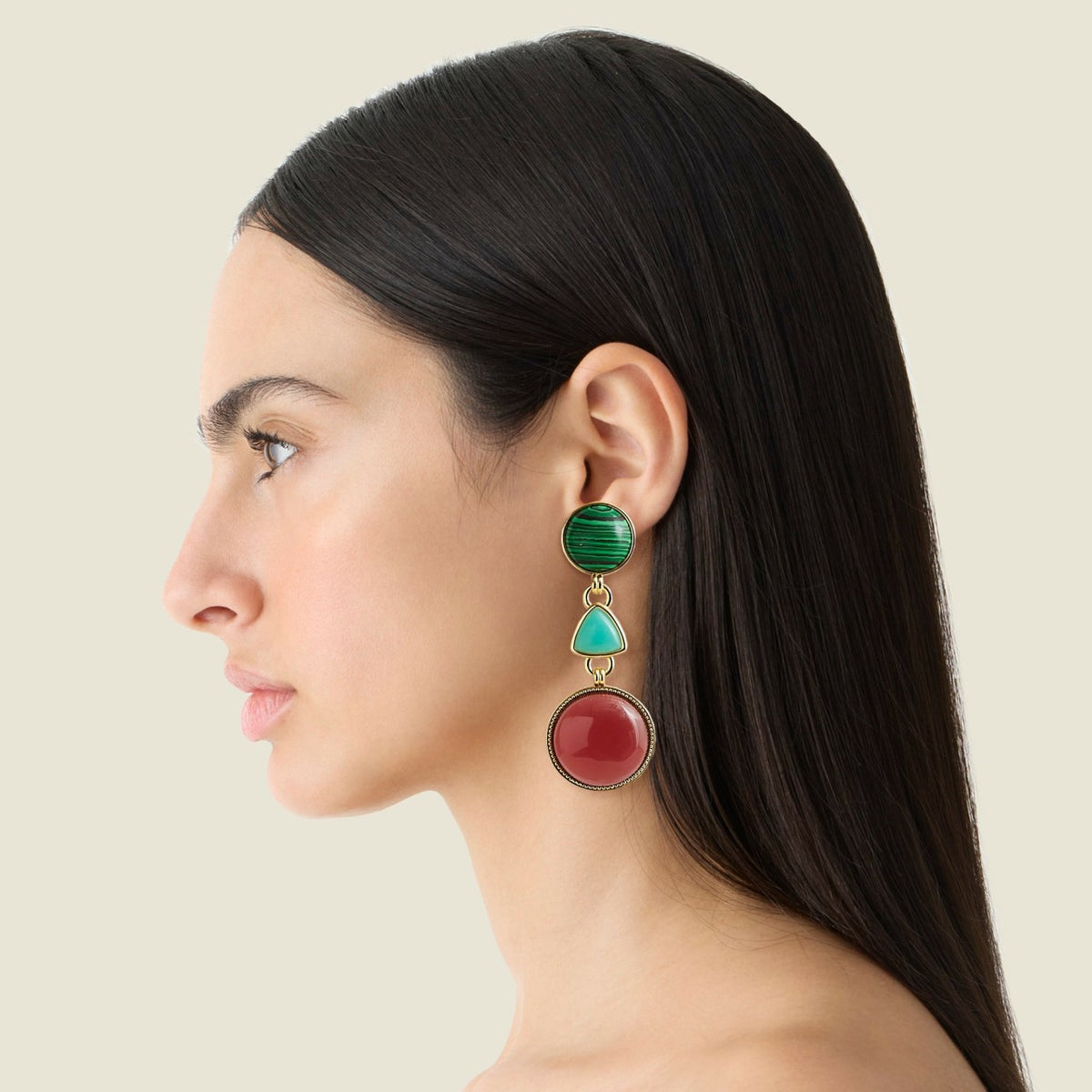 Women Geometric stone drop earrings - J.Crew