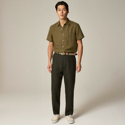 Men Short-sleeve linen point-collar shirt - J.Crew