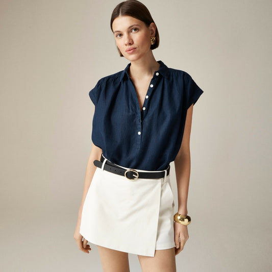 Women New Capitaine shirt in Baird McNutt Irish linen - J.Crew