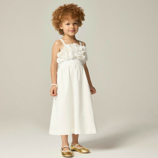 Kids Girls' floral appliqu&eacute; midi dress in sateen cotton - J.Crew