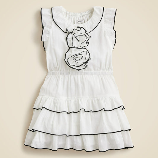Kids Girls' rosette ruffle-trim dress - J.Crew