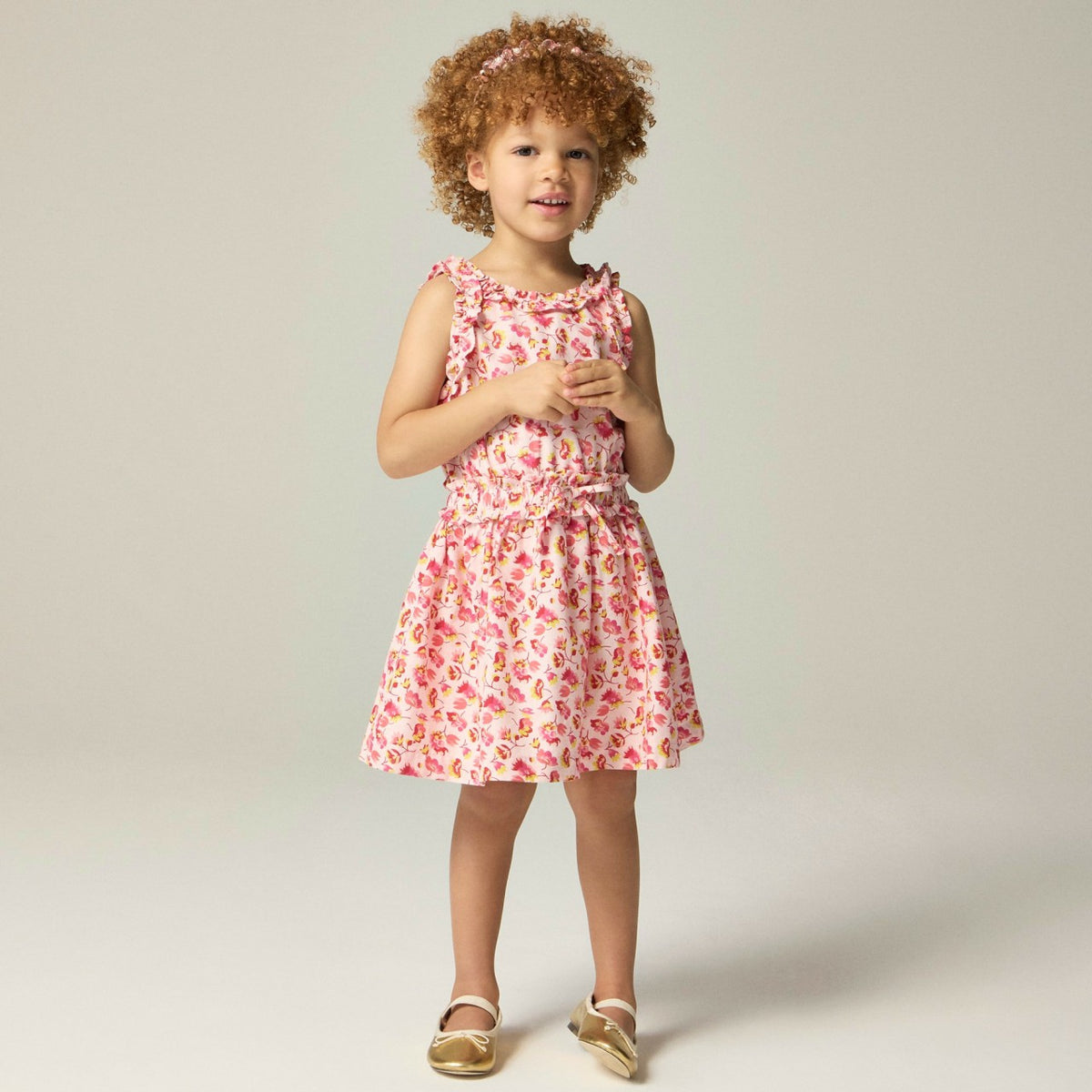 Kids Girls' ruffle-trim dress in linen-cotton blend - J.Crew