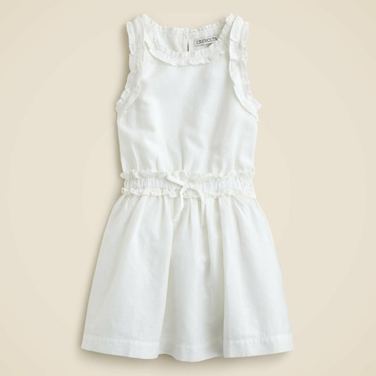 Kids Girls' ruffle-trim dress in linen-cotton blend - J.Crew