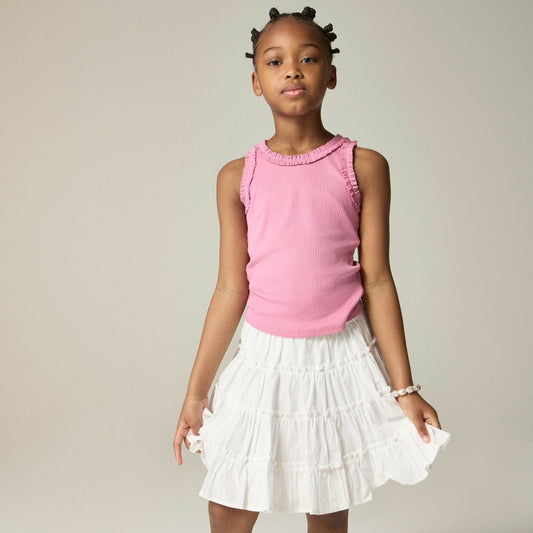Kids Girls' everyday ruffle-trim tank top in vintage rib - J.Crew