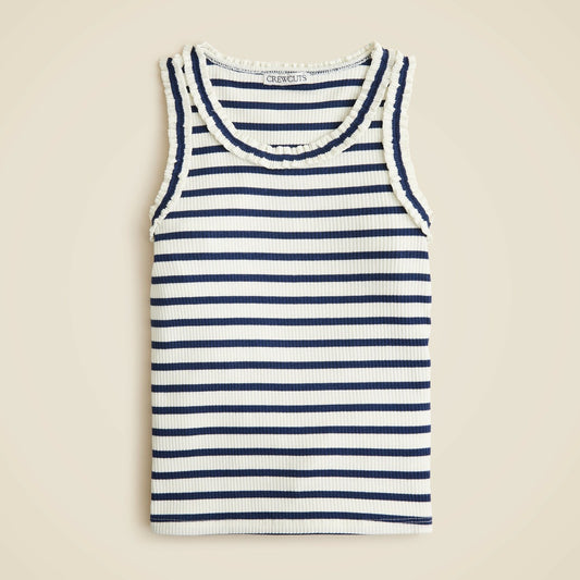 Kids Girls' everyday ruffle-trim tank top in vintage rib - J.Crew