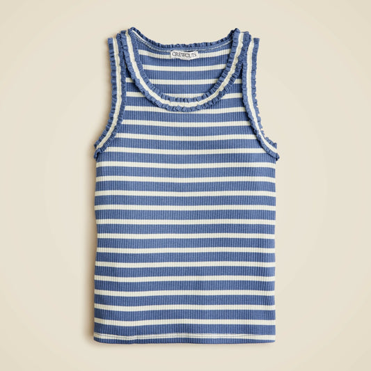 Kids Girls' everyday ruffle-trim tank top in vintage rib - J.Crew