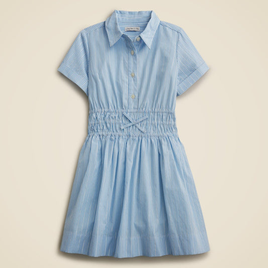 Kids Girls' Elena shirtdress in cotton poplin stripe with metallic threads - J.Crew