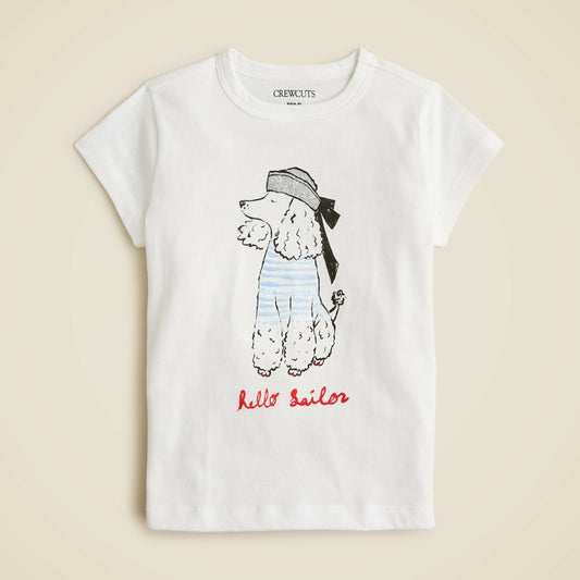 Kids Girls' short-sleeve sailor dog graphic T-shirt with glitter - J.Crew