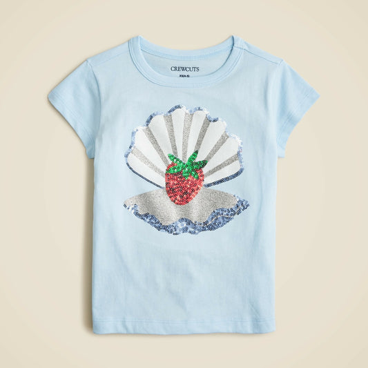 Kids Girls' short-sleeve strawberry graphic T-shirt with sequins - J.Crew