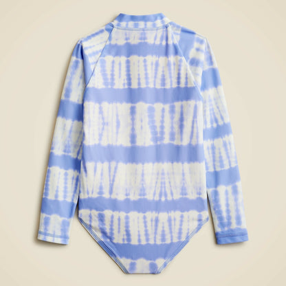 Kids Girls' zip-up rash guard one-piece with UPF 50+ fabric - J.Crew