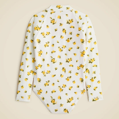 Kids Girls' zip-up rash guard one-piece with UPF 50+ fabric - J.Crew