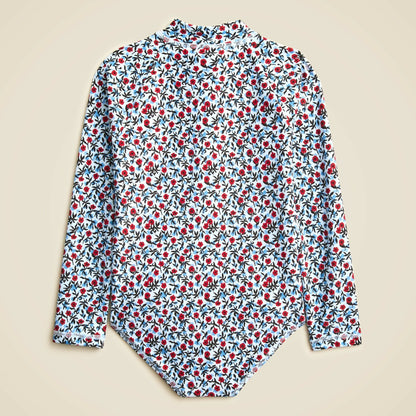 Kids Girls' zip-up rash guard one-piece with UPF 50+ fabric - J.Crew