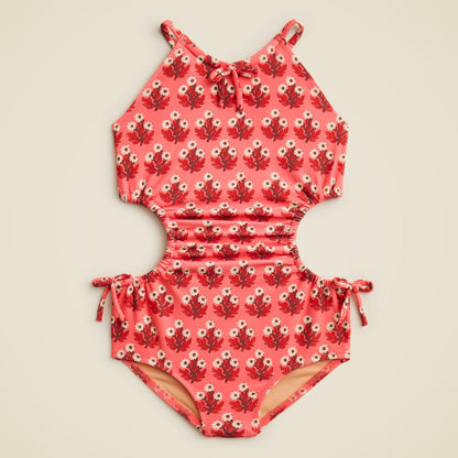 Kids Girls' side-cutout one-piece swimsuit with UPF 50+ fabric - J.Crew