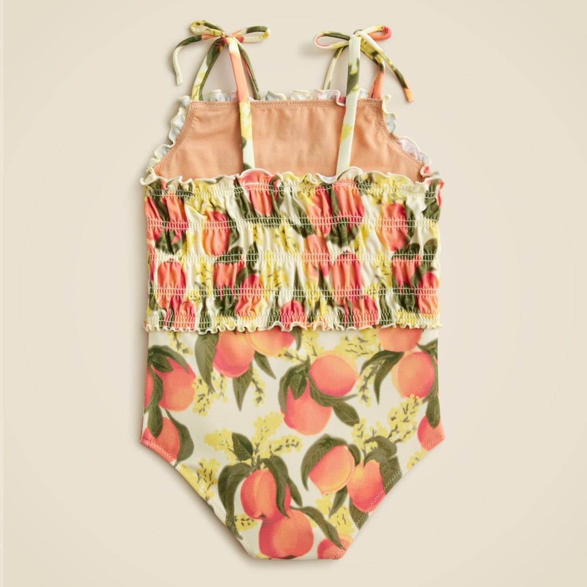 Kids Girls' lettuce-hem smocked one-piece swimsuit with UPF 50+ fabric - J.Crew