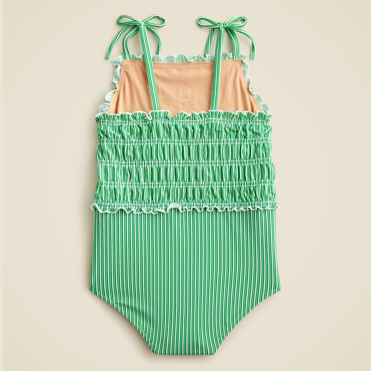 Kids Girls' lettuce-hem smocked one-piece swimsuit with UPF 50+ fabric - J.Crew