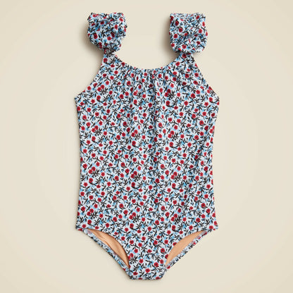 Kids Girls' puff-sleeve one-piece swimsuit with UPF 50+ fabric - J.Crew
