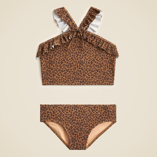 Kids Girls' ruffle halter-neck two-piece swimsuit with UPF 50+ fabric - J.Crew
