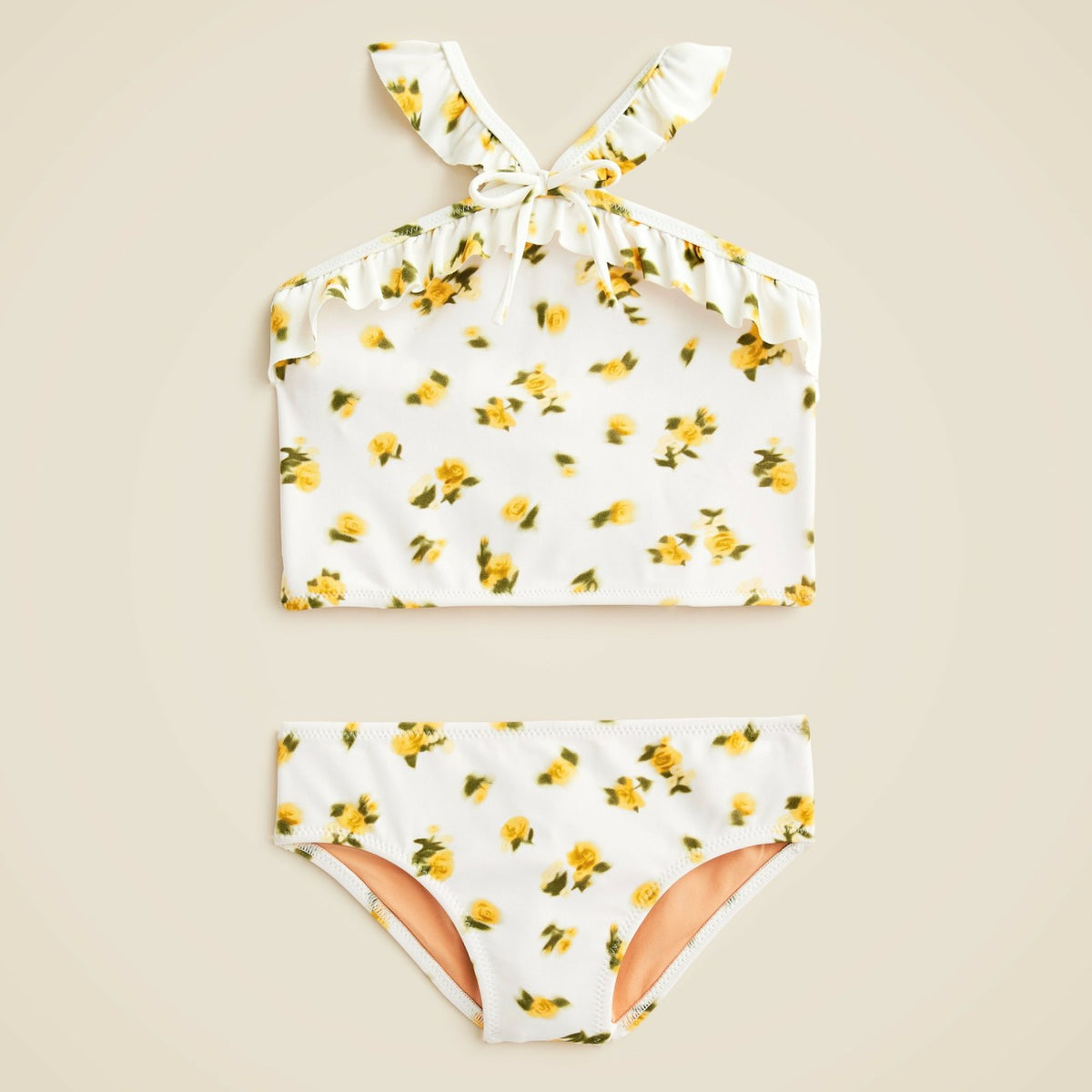 Kids Girls' ruffle halter-neck two-piece swimsuit with UPF 50+ fabric - J.Crew