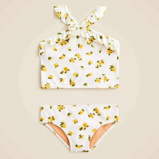 Kids Girls' ruffle halter-neck two-piece swimsuit with UPF 50+ fabric - J.Crew