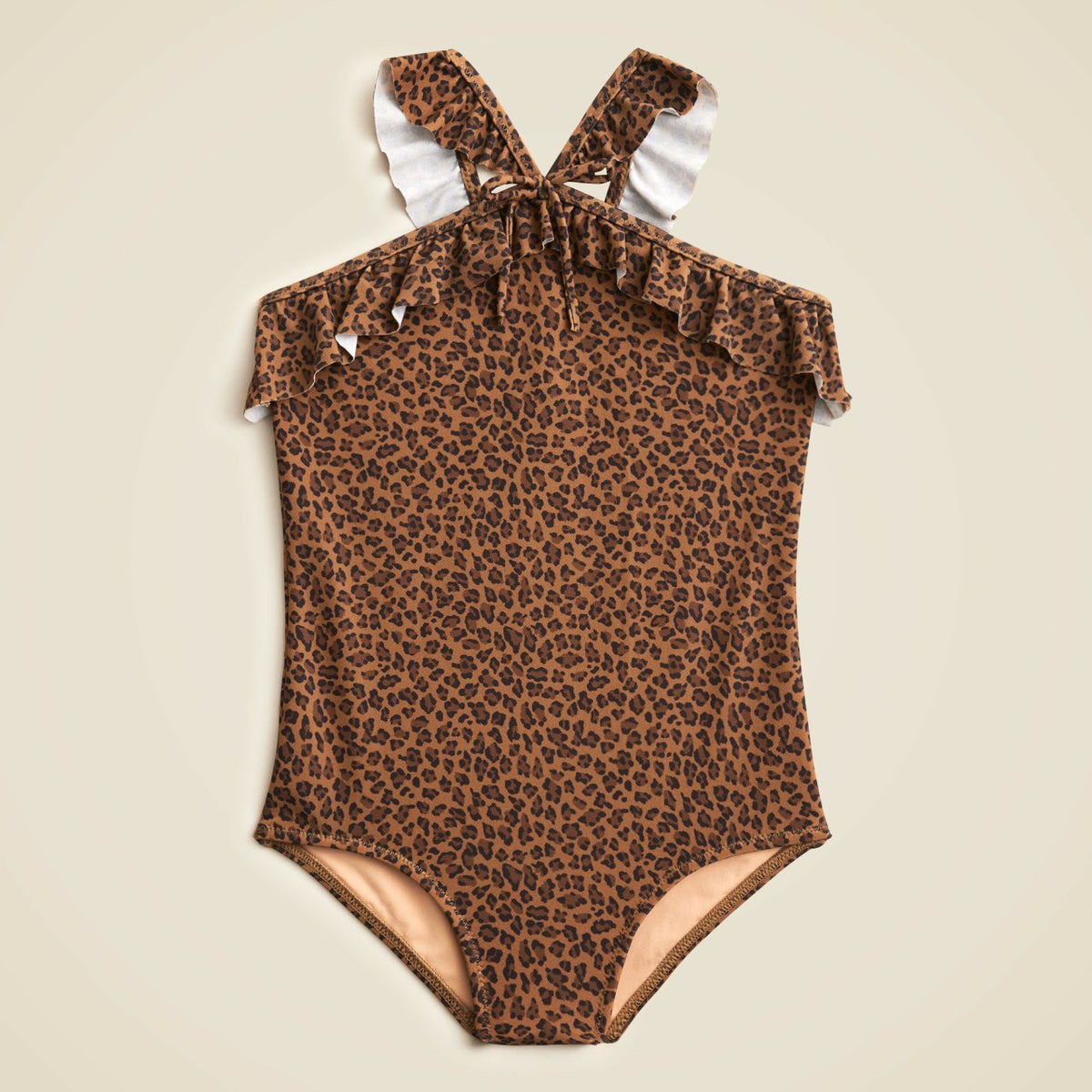 Kids Girls' ruffle halter-neck one-piece swimsuit with UPF 50+ fabric - J.Crew