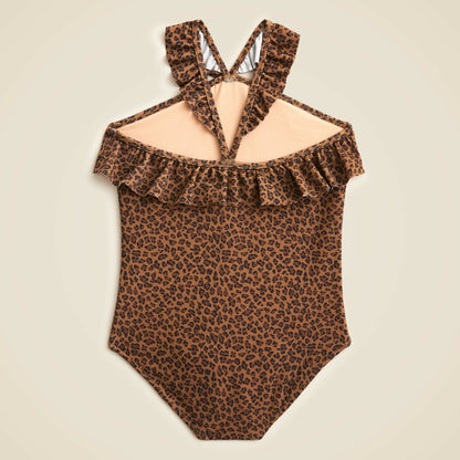 Kids Girls' ruffle halter-neck one-piece swimsuit with UPF 50+ fabric - J.Crew