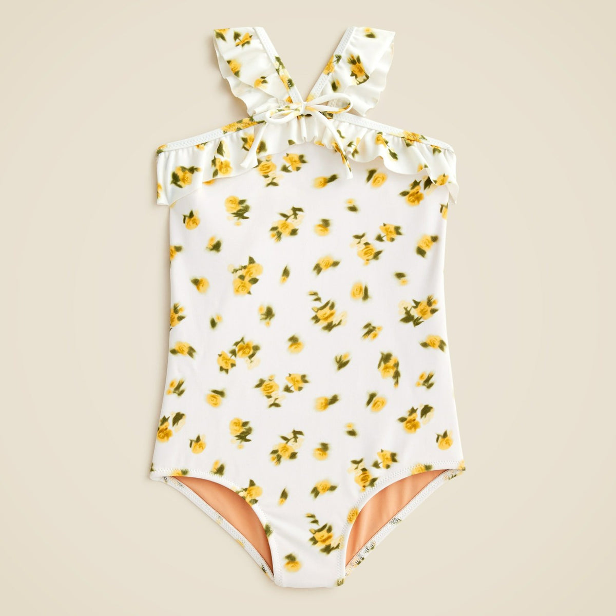 Kids Girls' ruffle halter-neck one-piece swimsuit with UPF 50+ fabric - J.Crew