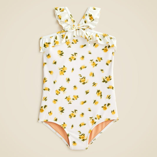 Kids Girls' ruffle halter-neck one-piece swimsuit with UPF 50+ fabric - J.Crew