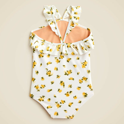 Kids Girls' ruffle halter-neck one-piece swimsuit with UPF 50+ fabric - J.Crew