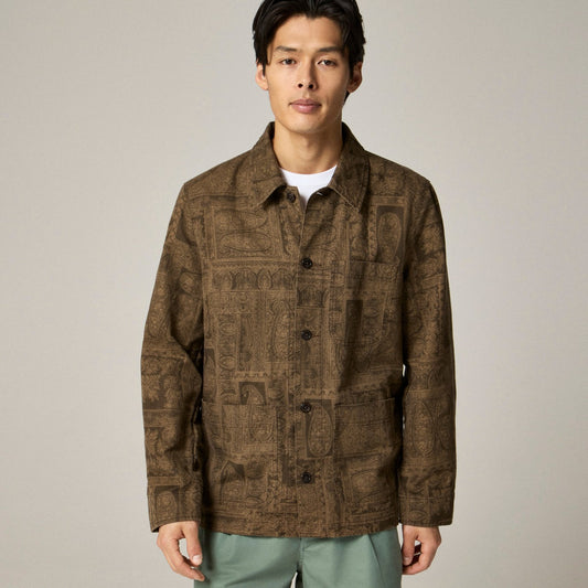 Men Cotton-linen blend chore jacket - J.Crew