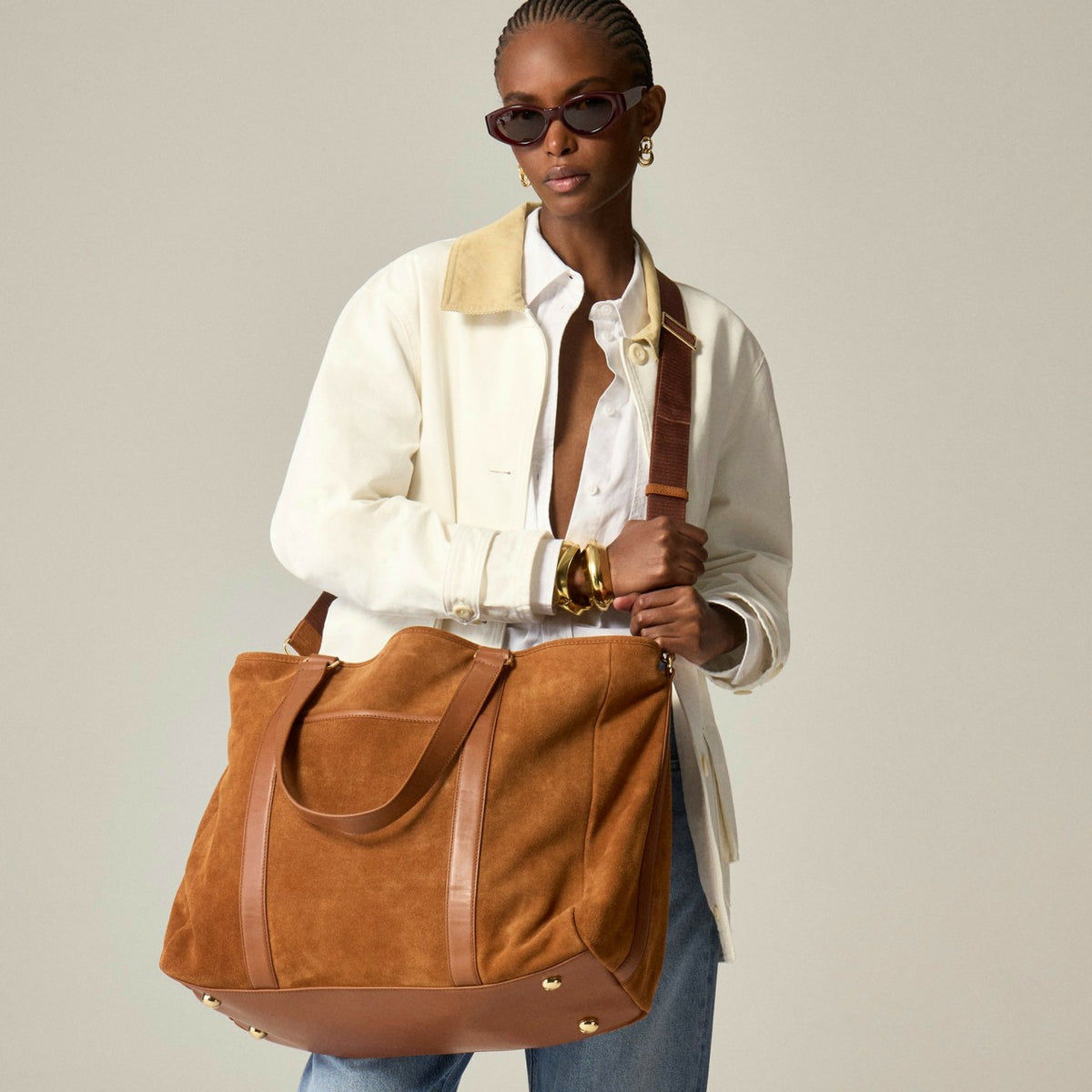 Women Berkeley overnight tote in suede - J.Crew