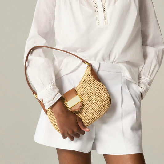 Women Berkeley small shoulder bag in handknotted straw - J.Crew