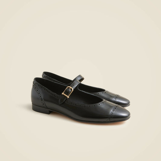 Women Wing tip Mary Jane ballet flats in spazzolato leather - J.Crew