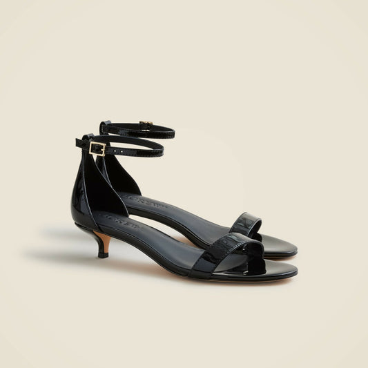 Women Ankle-strap kitten-heel sandals in patent leather - J.Crew
