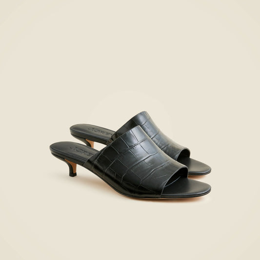 Women Wide-strap mule heels in Italian croc-embossed leather - J.Crew