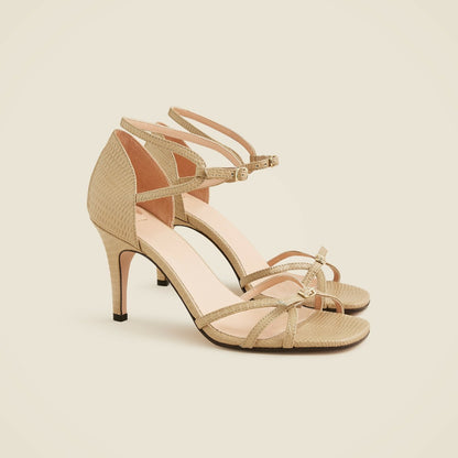 Women Made-in-Italy cage-toe heels in lizard-embossed leather - J.Crew