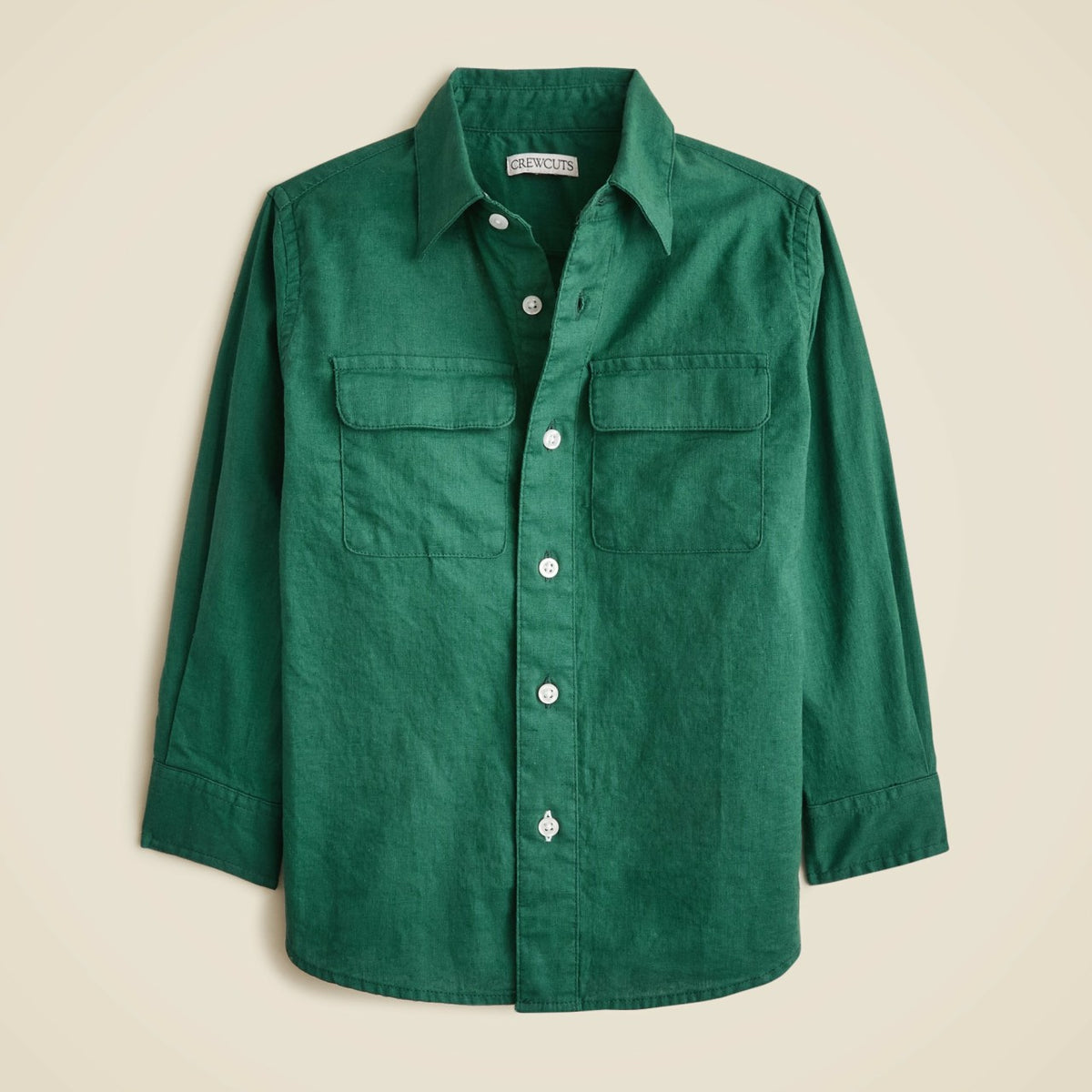 Kids Kids' long-sleeve camp-pocket shirt in linen-cotton blend - J.Crew