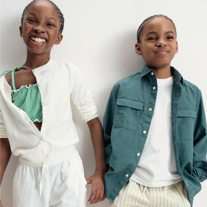 Kids Kids' long-sleeve camp-pocket shirt in linen-cotton blend - J.Crew