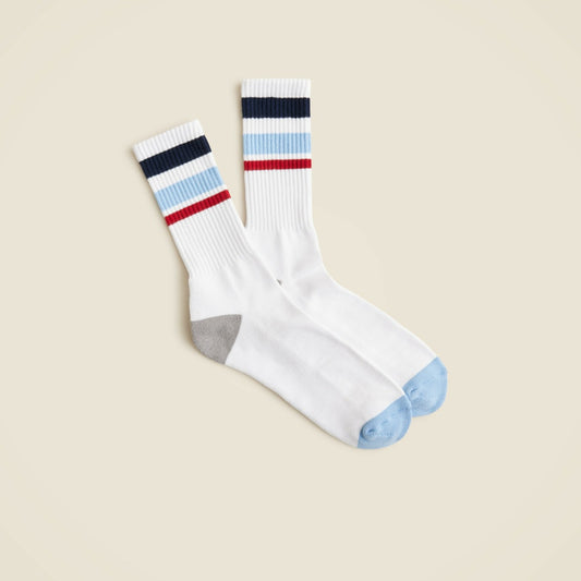 Men Athletic crew socks in gym stripe with COOLMAX&reg; technology - J.Crew