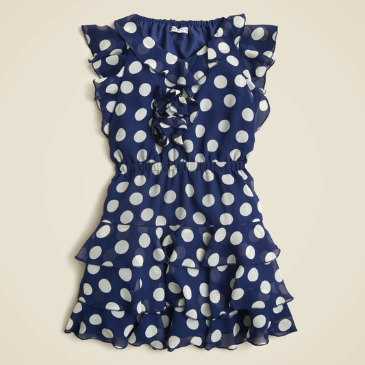 Kids Girls' ruffle-trim dress in chiffon dot - J.Crew