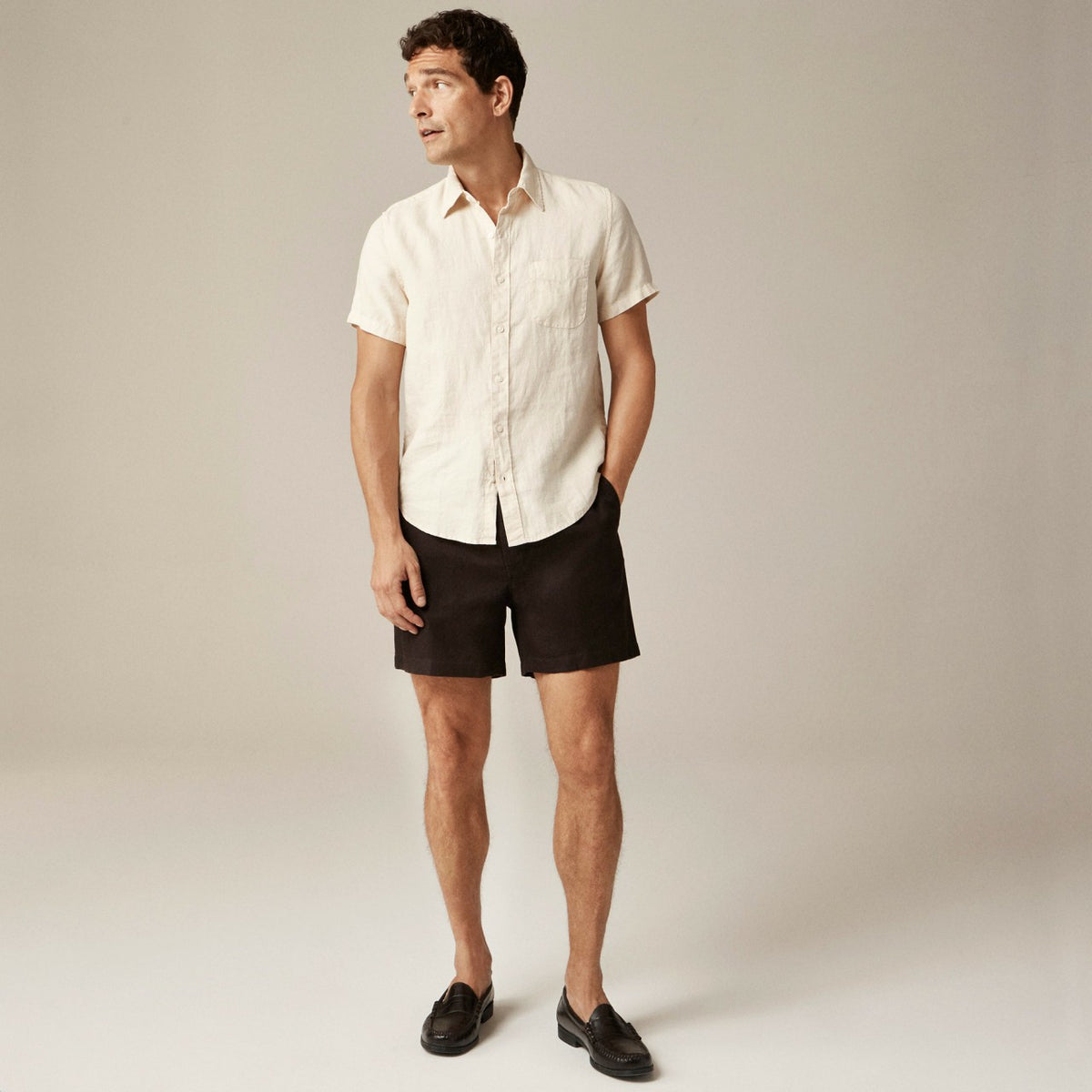 Men Short-sleeve washed linen shirt - J.Crew